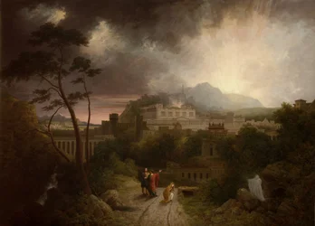 Le Christ apparaissant à Marie-Madeleine avec une vue de Jérusalem au-delà au moment de la crucifixion